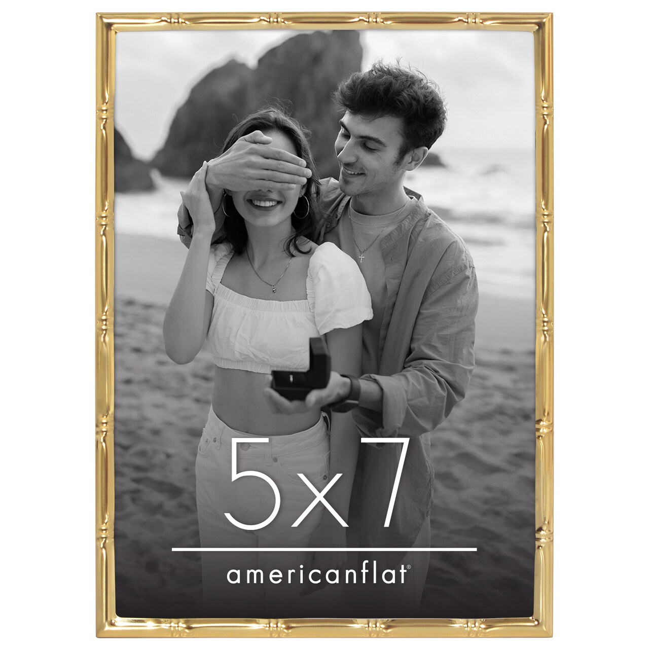 Americanflat Picture Frame with Bamboo-Style Molding - Gold Bamboo Frame with Shatter-Resistant Glass - Elegant Gallery Style Frames for Tabletop or Wall Display